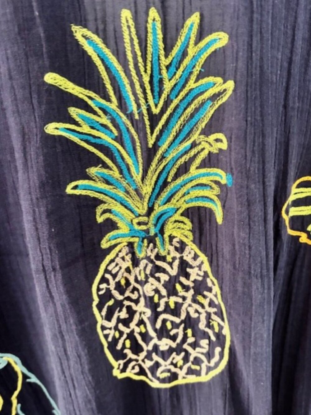 Soft Surroundings NWT One Size Navy Embroidered Tropical Kimono Cover Up Resort - Picture 7 of 10